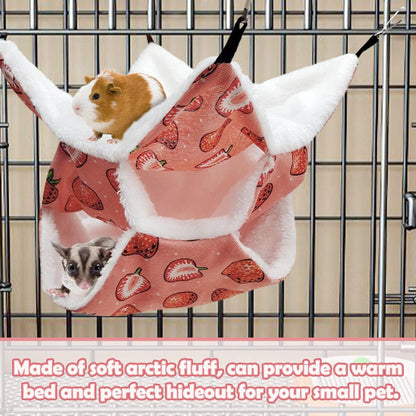 LYART Guinea Pig Rat Ferret Hammock and Warm Bed Small Pet Hideout Tunnel Cave Hanging Bunkbed Hammock Cage Toy for Hamster Sugar Glider Squirrel (5.Three-Layer Hammock)