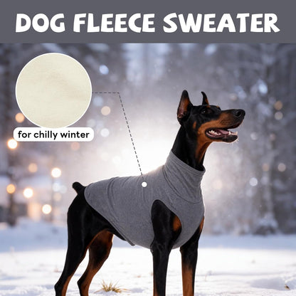 ROZKITCH Dog Sweaters Soft Fleece Pullover Sweatshirt Pajamas, Turtleneck Warm Pet Cold Weather Jacket Stretchy Vest Jumpsuit Apparel Outfit Clothes for Small Medium Large Dogs Walking Sleep Grey 2XL