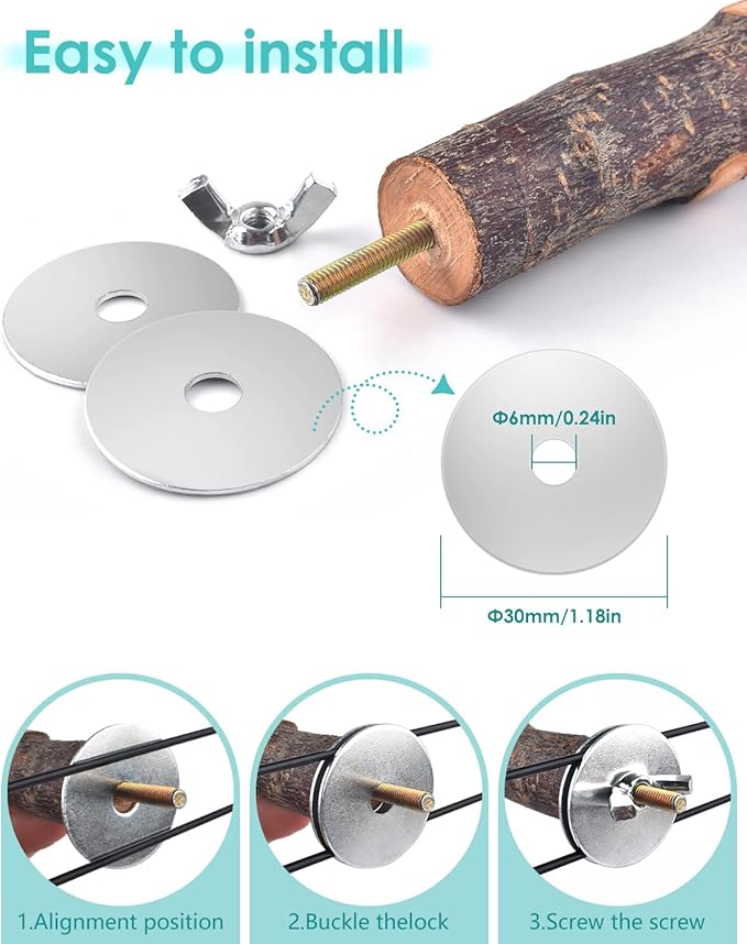 Bird Perches, 8pcs Natural Wood Parrot Perch Stand Chewing Toys Cage Accessories Hanging Multi-Branch Perch Platform Swing Toy Rope Perches for Small and Medium Parakeet, Conures, Budgies