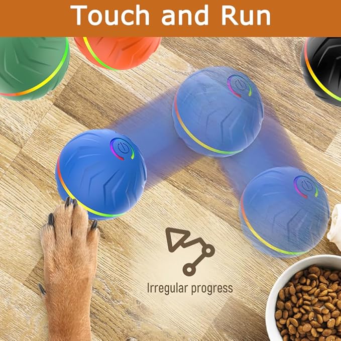 T01 Interactive Dog Toys Dog Ball,Anti Boredom Dog Toys,Durable Motion Activated Automatic Rolling Toys for Small/Medium Dogs,Moving Ball for Dogs to Keep Them Busy,Dog Bows,Fruity Plush Covers,Orange