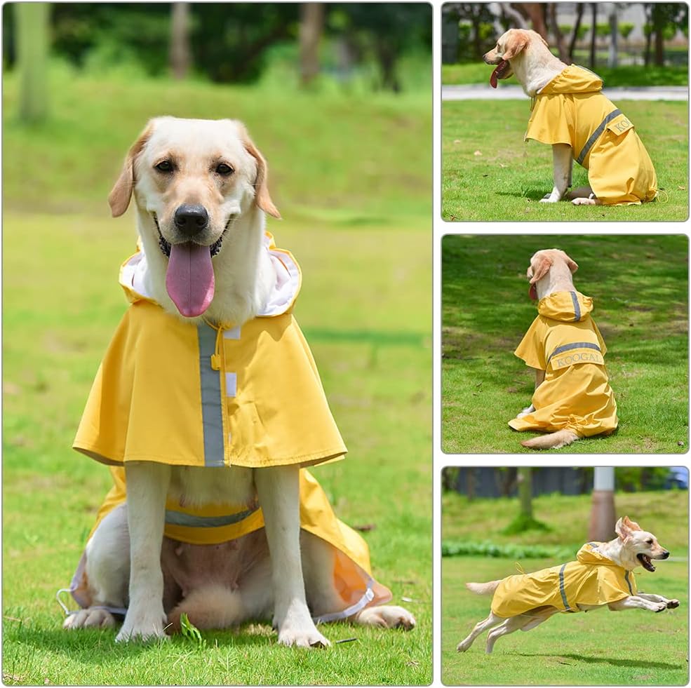 Pet Large Dog Raincoat Apparel Poncho Waterproof for Medium Large Sized for Dog Raincoat Clothes (Yellow, 6XL)