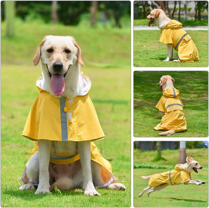 Pet Large Dog Raincoat Apparel Poncho Waterproof for Medium Large Sized for Dog Raincoat Clothes (Yellow, 6XL)