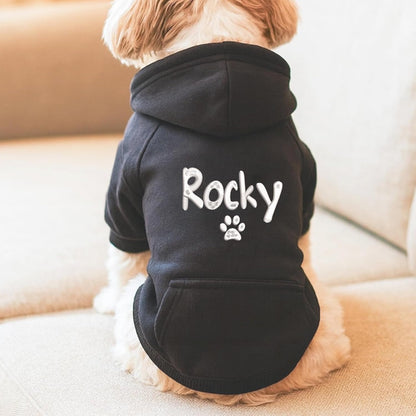 Personalized Name Dog Hoodie, Embroidered Hoodies Pets Name, Bright Puppy Sweatshirt, Custom Pet Memorial, Pet Clothes