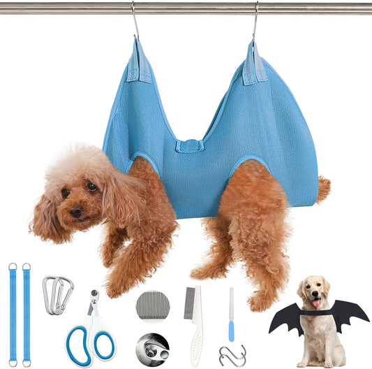 JIURUN Dog Grooming Hammock for Nail Trimming, Dog Grooming Hammock(S), Dog Sling for Nail Trimming, Hanging Harness Holder for Nail Clipping, Pet Comb Bat Costume Wings for Cats Dogs