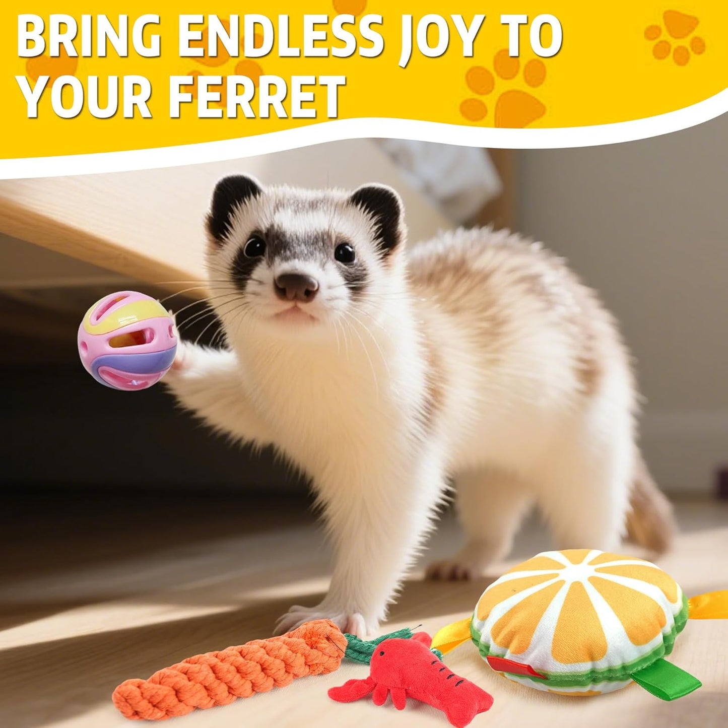 15 Pack Ferret Chew Toys and Accessories Ferret Bell Balls Squeaky Teething Pet Toys Ferret Plushies Sound Toy for Interactive Pet Ferret Cat Dog Small Animal
