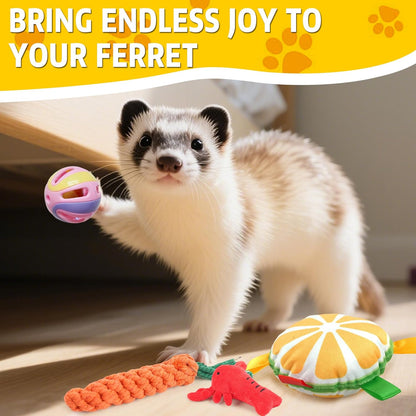 15 Pack Ferret Chew Toys and Accessories Ferret Bell Balls Squeaky Teething Pet Toys Ferret Plushies Sound Toy for Interactive Pet Ferret Cat Dog Small Animal