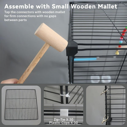 Medium Flight Bird Cage, Black Parakeet Cages with Rolling Stand & Wheels, Wide Birdcage for Parrots Cockatiels Conure Budgie Canary Finch Lovebird