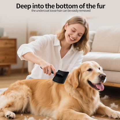 Pet Slicker Brush for Long & Short Hair - Detangling Tool for Dogs & Cats - 135° Angled Stainless Steel Pins, Curved Handle - Gentle Grooming for Small/Medium/Large Breeds (Black)