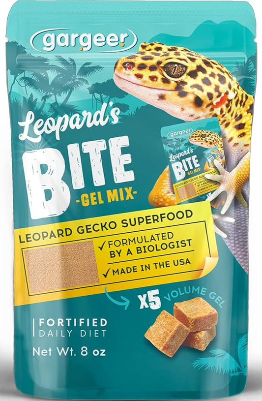 Leopard Gecko Food 8oz. Complete Gel Diet for Both Juveniles and Adults. Proudly Made in The USA, Using Premium Ingredients, Fortified Gourmet Formula.