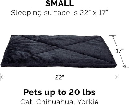Furhaven ThermaNAP Self-Warming Cat Bed for Indoor Cats & Small Dogs, Washable & Reflects Body Heat - Quilted Faux Fur Reflective Bed Mat - Black, Small