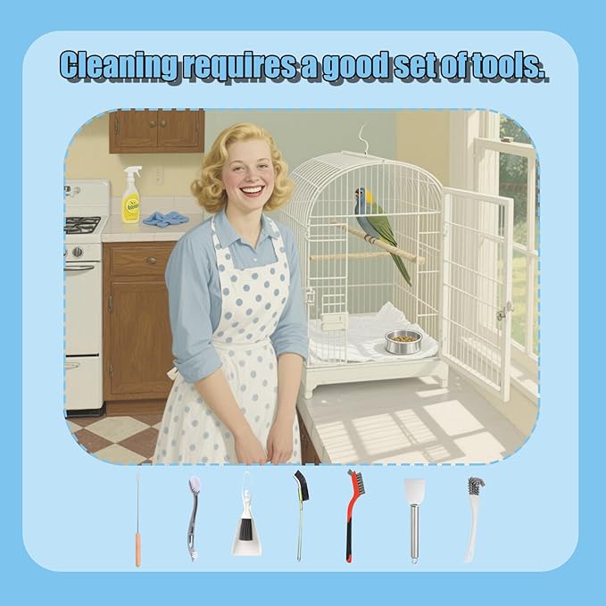 Bird Cage Cleaning Brush Tool Set, Bird Cage Cleaner, Suitable for Bird Cages, Rabbit Cages, Hamster Cages, Parrot Cages, and Other Small Pet Cage Accessories