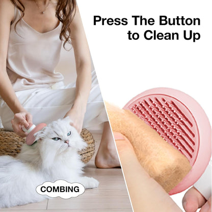 Slicker Brush for Cats & Dogs, Pet Grooming Self Cleaning Brush for Shedding, Cat Deshedding Brush Easily Removes Tangles Hair and Loose Undercoat, Pink