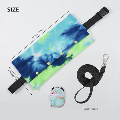 Bearded Dragon Carrier and Harness Set, Beardie Leash, Lizard Adjustable Harness Sling Bag, Reptile Small Pet Backpack Accessories (Blue)