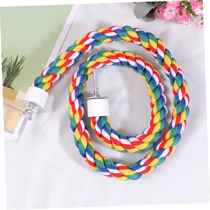 iplusmile Colorful Bird Rope Perch Stand, Birdcage Swing Spiral Chew Toys Climbing Standing Bungee Rope Perches Cage Accessories for Cockatiels Parrots (80CM/31.4 inch)