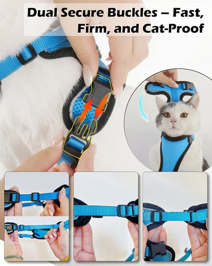 Luxelle 2 Pack Escape-Proof Cat Harness and Leash Set for Walking – Adjustable No Pull Soft Vest with Easy-Wear Buckle, Reflective Straps, Breathable Mesh – Outdoor Travel Harness for Cats & Kittens