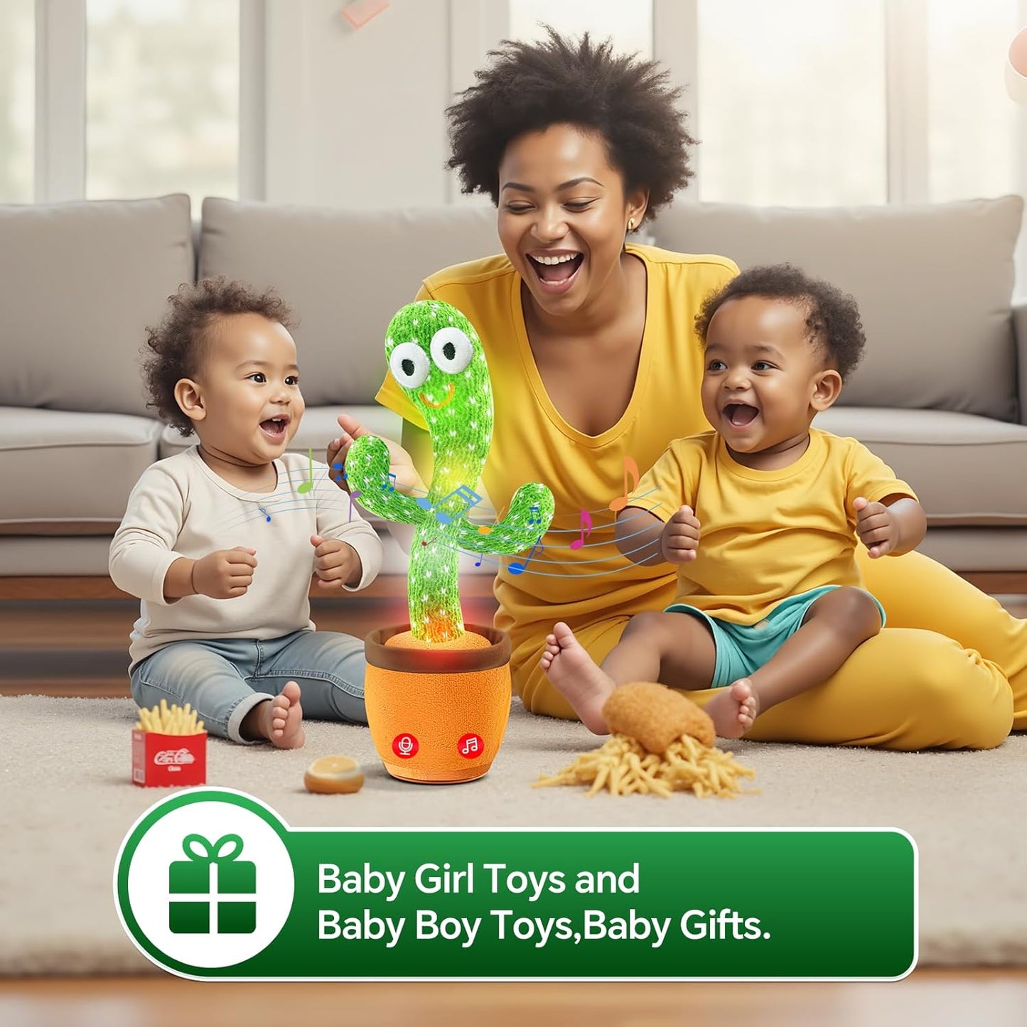 Dancing Talking Cactus Toy,Silly Toddler Baby Toys 1 2 Year Old Xmas Stocking Stuffers Kids,Unique Singing Mimicking Girl Boy 1st Birthday 2025 12 Days Top Christmas Party Gifts for Babies