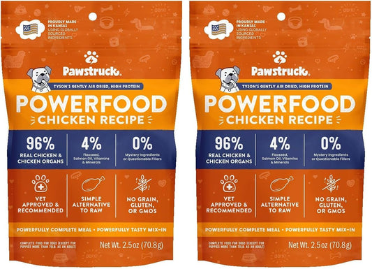 Pawstruck Air Dried Dog Food with Real Chicken, Grain Free, Made in USA, Non-GMO, Vet Recommended, High Protein Limited Ingredient Full-Feed, All Breeds & Ages, 2.5oz Trial Bag (Pack of 2)