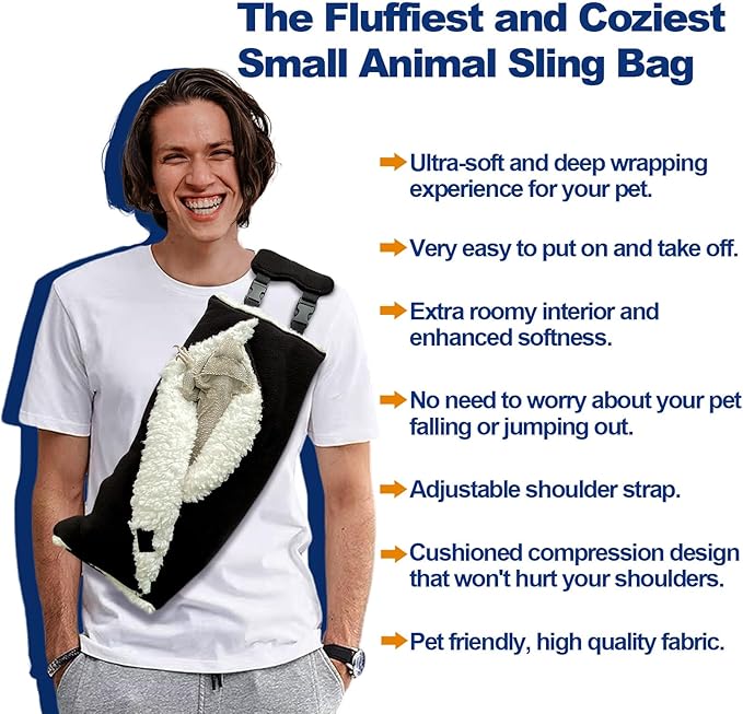 Adjustable Fluffy Bearded Dragon Sling Carrier Bag, Reptile Carrier with Leash Harness Lizard Cage Accessories for Small Animal, Kitty, Ferrets, Squirrel, Hamsters,Parrot (Caramel)