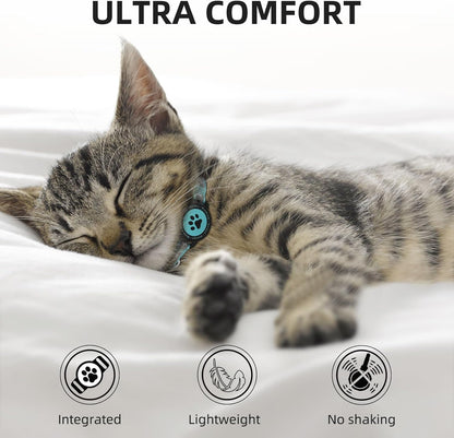 Waterproof Airtag Cat Collar, Reflective Cat Airtag Collar with Bell, Breakaway Cat Collar AirTag Holder, Lightweight Kitten Collar for Apple Air tag, Cat GPS Collars for Girl Boy Cats, Kitten (Teal)