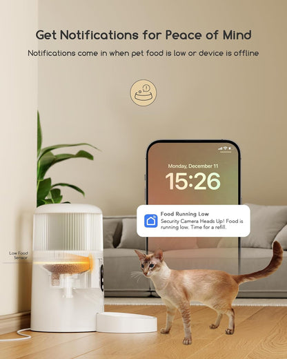 Faroro Automatic Cat Feeder with Camera, 3MP HD Video with Night Vision, 5G WiFi Cat Feeder Automatic with APP Control, 2-Way Audio, Low Food Sensor, Motion Alerts for Cats and Dogs
