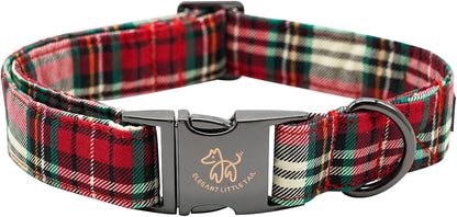 Elegant little tail Dog Collar, Christmas Red Plaid Pet Collar Cute Dog Collars Male or Female Pet Gift Adjustable Dog Collar for Large Dogs