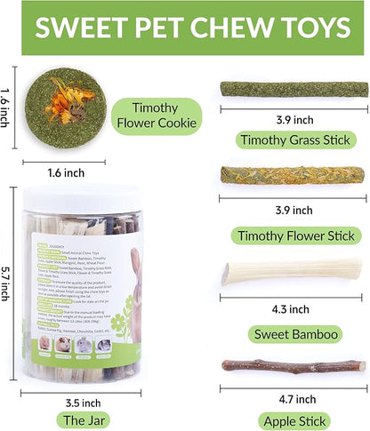 50-60 Pcs Rabbit Chew Toys, Guinea Pig, Hamster, Bunny Chew Toys, Sweet Bamboo, Apple Stick, Timothy Stick, Prevent Teeth Overgrowth, Clean Teeth