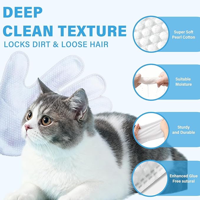 30Pcs Hypoallergenic Pet Grooming Wipes for Dogs & Cats - Coconut Oil Cleaning & Deodorizing Bathing Wipes with Hydrating Formula for All Body Parts,Dog Cleaning Wipes Remove Odor (5 Pack)