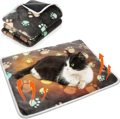 2 Pack Self Warming Cat Bed Self Heating Dog Pad Cat Warming Pad Thermal Pet Mat Washable Reflect Body Heat Removable Cover for Indoor Kittens Puppies Feral Pet(Dog Paw,16 x 20 Inch)