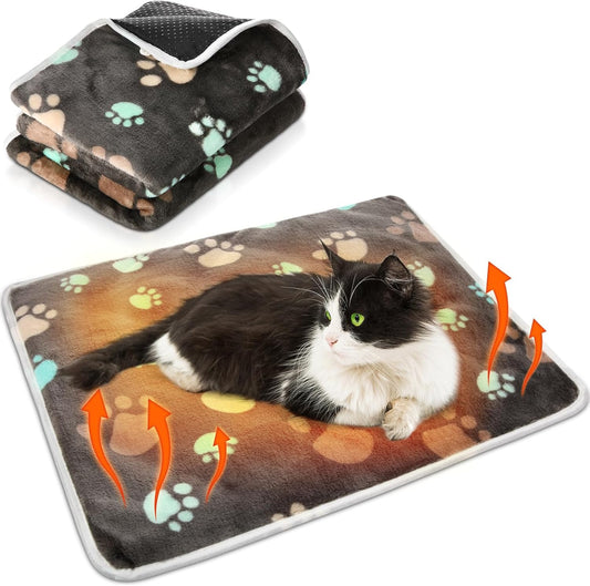 2 Pack Self Warming Cat Bed Self Heating Dog Pad Cat Warming Pad Thermal Pet Mat Washable Reflect Body Heat Removable Cover for Indoor Kittens Puppies Feral Pet(Dog Paw,16 x 20 Inch)
