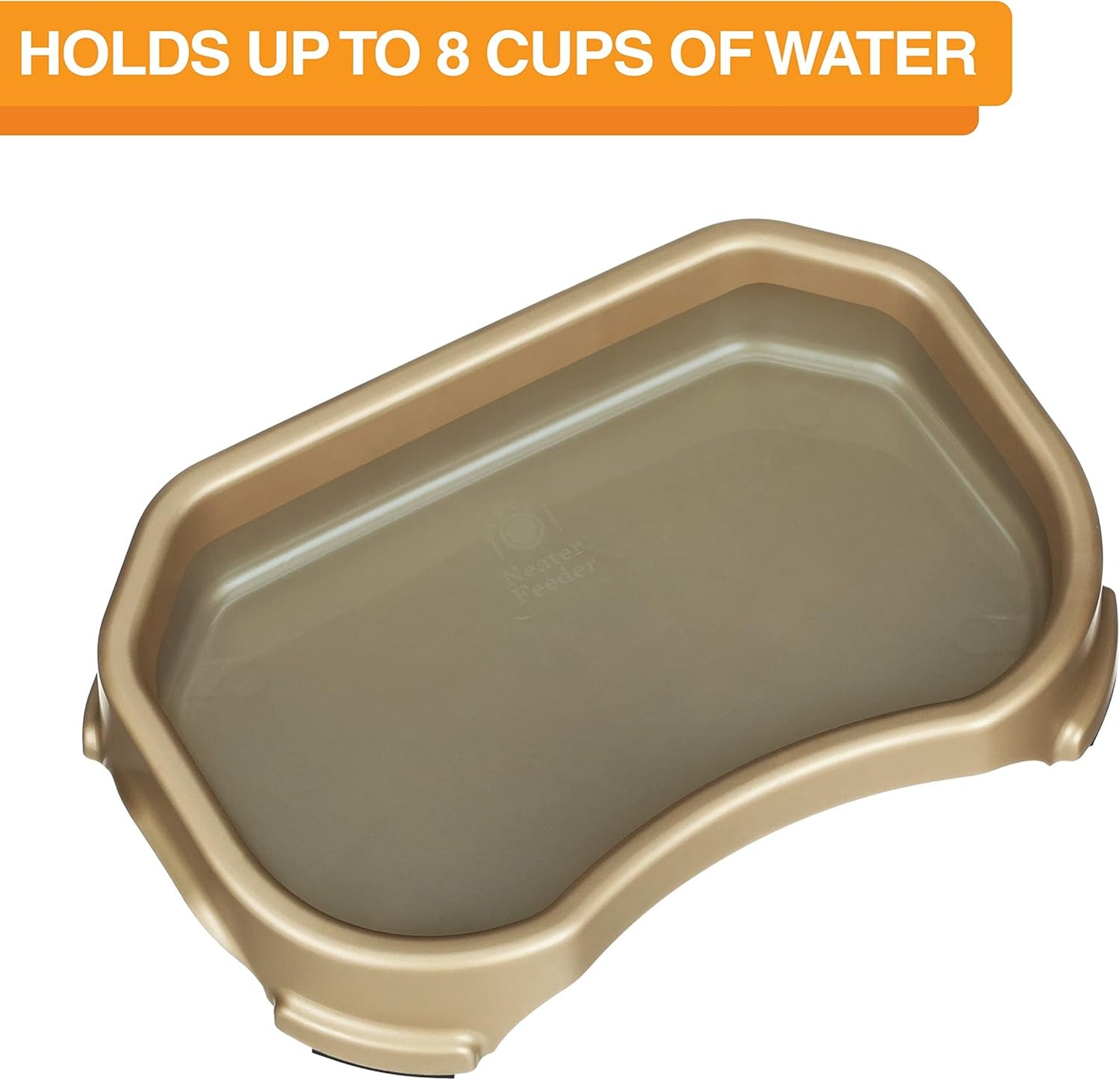 Neater Pet Brands Large Capacity Outdoor Dog Water Bowl for Small Dogs, Cats, Reptiles, Birds, & Small Animals, Outdoor Water Bowls for Dogs (8 Cups), Feed Bowl & Trough, Indoor or Outside, Champagne