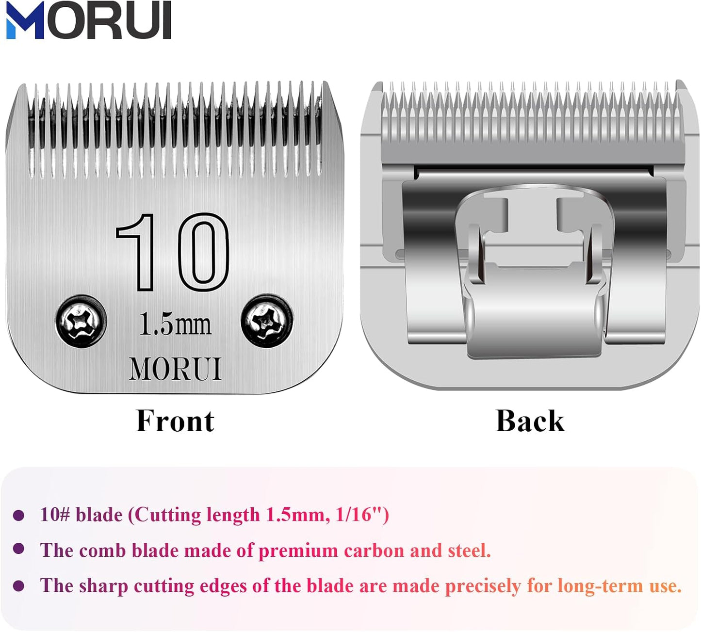 10 Cut Length 1/16"(1.5mm) Detachable Pet Dog Clipper Blades UltraEdge Series Clipper Blades for Dog Grooming Compatible with Most Andis,Oster A5 Wahl KM Series Clippers