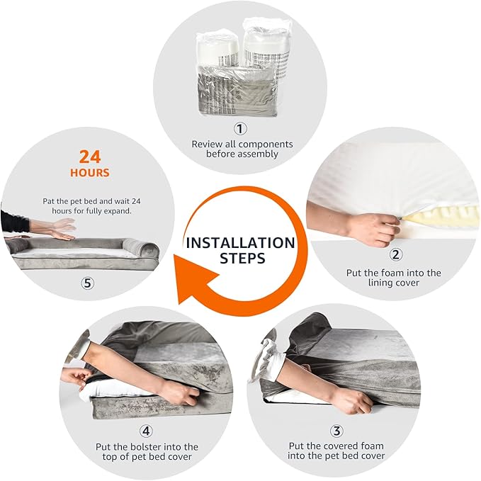 Amazon Basics Dog Bed with Cooling Gel Memory Foam, Pressure-Relief Support for Dogs up to 90lbs, Non-Slip Bottom, Machine Washable Cover, Extra Large Sized (44" x 35"), Taupe