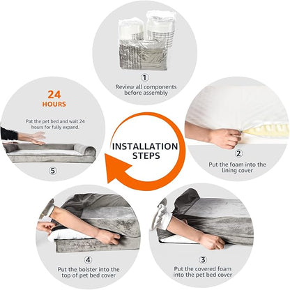 Amazon Basics Dog Bed with Cooling Gel Memory Foam, Pressure-Relief Support for Dogs up to 30lbs, Non-Slip Bottom, Machine Washable Cover, Medium Sized (30" x 20"), Taupe