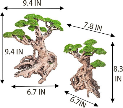 Novelsite Fish Tank Decorations - Large Bonsai Trees with Faux Moss- Aquarium Rocks Aquascaping- Made of Sandstone 17" x 8.6" x 5" Enhance Aquatic Landscape with Realistic Natural Look