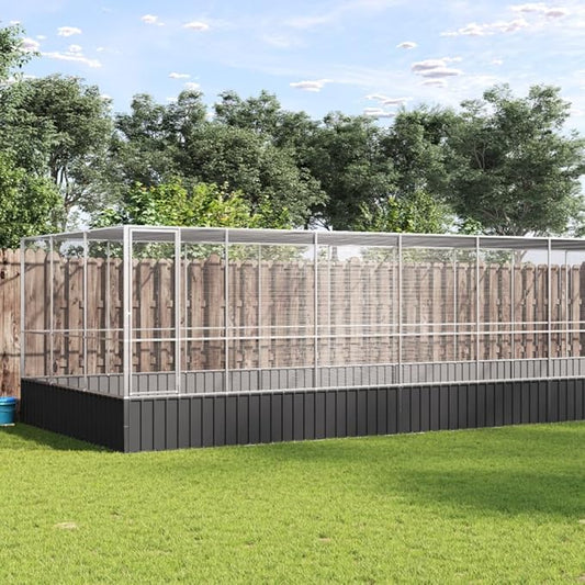 Galvanized Steel Large Flight King Bird Cage with Extension, Steel Outdoor Aviary, Outdoor Indoor Large Bird Cage Aviary Pet House for Cockatiels African Parakeets, 366.9"x120.9"x83.5",-317