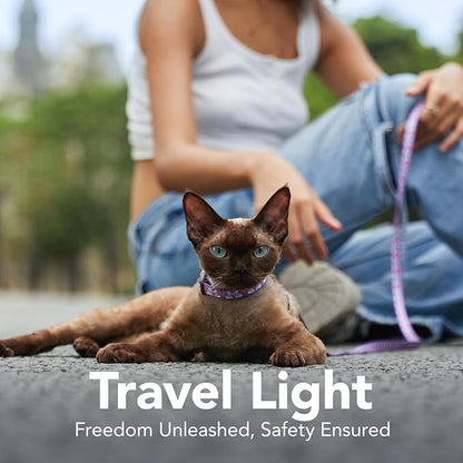 Cat Harness and Leash Set - Escape Proof Adjustable Cat Harness, Comfortable Soft Lightweight, Use Safe & Easy, Walking Travel Kitten Harness for Small Medium Large Cats (Purple Rabbit in Wonderland)