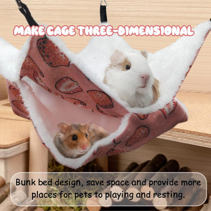 LYART Guinea Pig Rat Ferret Hammock and Warm Bed Small Pet Hideout Tunnel Cave Hanging Bunkbed Hammock Cage Toy for Hamster Sugar Glider Squirrel (4.Hammock X 2PCS)