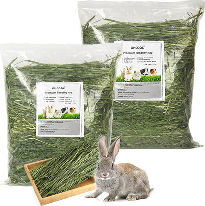Timothy Hay 2.2LBS - Premium Hay for Rabbits Tortoise Guinea Pig Chinchilla - Dust Free Natural Fresh Hay (1.1 lbs, 2 Pack)