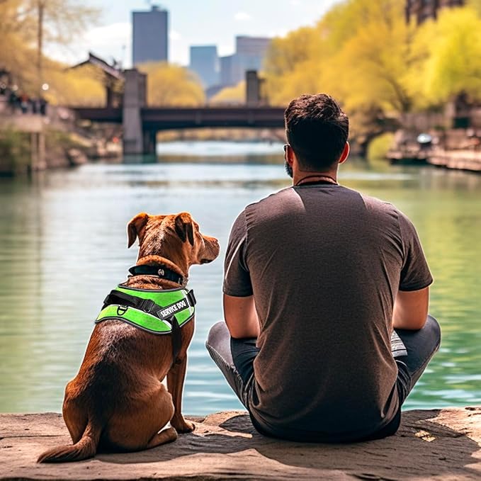 Service Dog Vest, 9 Dog Patches No Pull Dog Harness and Leash Set with Handle,Easy On and Off Pet Vest Harness with Night Safe Reflective Straps for Small Medium Large Breed Dogs