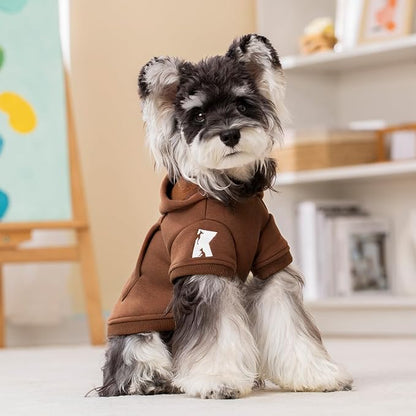 Koneseve Dog Hoodie & Cat Sweater, Warm Fleece Hooded Soft Winter Sweatshirt for All Breeds, Cozy Pet Clothes, Brown, 5XL