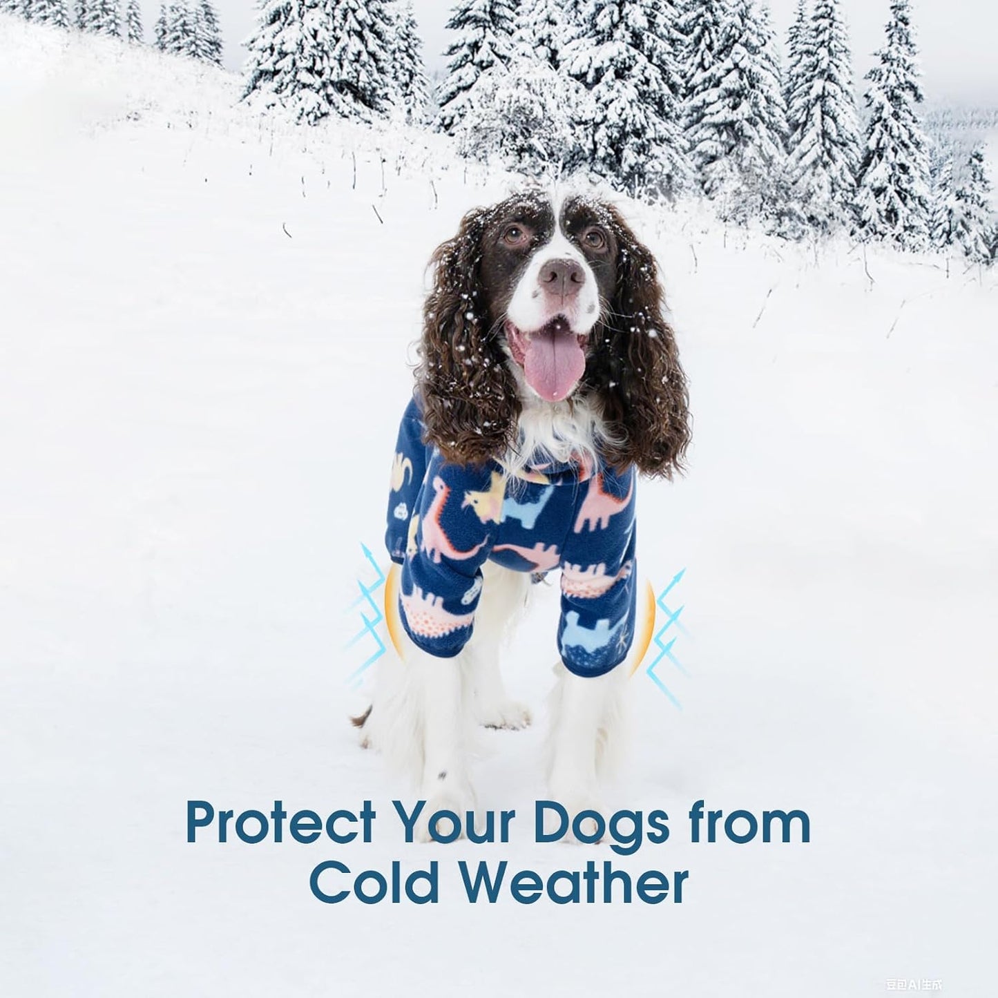 ROZKITCH Dog Clothes for Large Dogs Soft Fleece Pullover Pajamas, Pet Windproof Warm Cold Weather Jacket Vest with Reflective Zipper, Jumpsuit Apparel Outfit Clothes for Large Dog Dinosaur 2XL