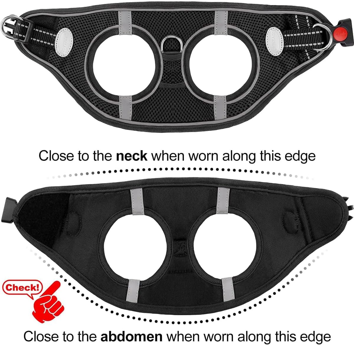 Joytale Small Dog Harness, Breathable Mesh Step-in Vest, Reflective Soft Padded Harnesses for Cats and Puppies Dogs, Black, XXXS