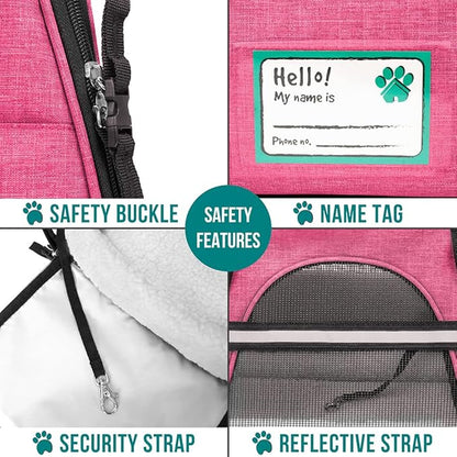 PetAmi Airline Approved Pet Carrier for Cat, Soft Sided Dog Carrier for Small Dog, Cat Travel Supplies Accessories Indoor Cat, Ventilated Pet Carrying Bag Medium Large Kitten Puppy, Large Heather Pink