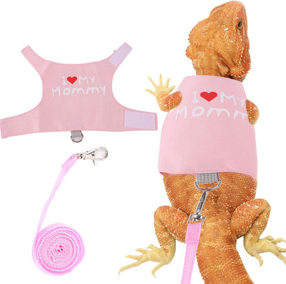 Bearded Dragon Adjustable Harness with Leash,Bearded Dragon Harness Leash Set for Lizards,Chameleon,Rat and Other Small Animal,Traction Rope Walking Leash Reptile Halloween Costume Accessories