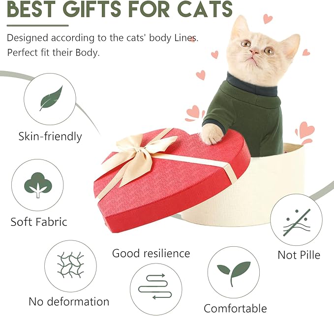 Sticky Cat Clothes Stretchy, Sphynx Hairless Sweater & Pajamas for Cats only, Soft Cat Onesie for Cats After Surgery Female Male & Hair Loss Prevention, Green 2XL