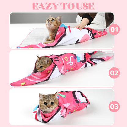 21.7" Cat Wrap for Cutting Nails, Cat Restraint for Nail Clipping, Cat Swaddle Wrap for Kittens, Cat Burrito Wrap Can Be Applied to Cat Nail Trimming, Large, Within 6lbs