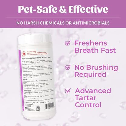 SKOUT'S HONOR Fresher Breath Dental Wipes- Pet Dental Wipes - Fights Plaque and Tartar, Freshens Breath Fast, No Brushing Required, 50 Sheets