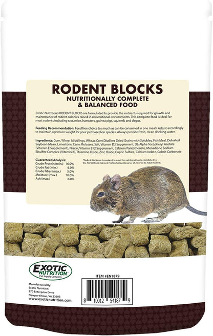 Rodent Blocks - Nutritional Rodent Food - for Rats, Mice, Squirrels, Degus (3 lb.)