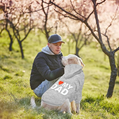 GreenJoy Dog Sweater Dog Hoodie Cold Weather Coat Hooded Sweatshirt for Puppies,Cats, Small Medium Large Dogs (Light Grey(I Love My Dad), Small)