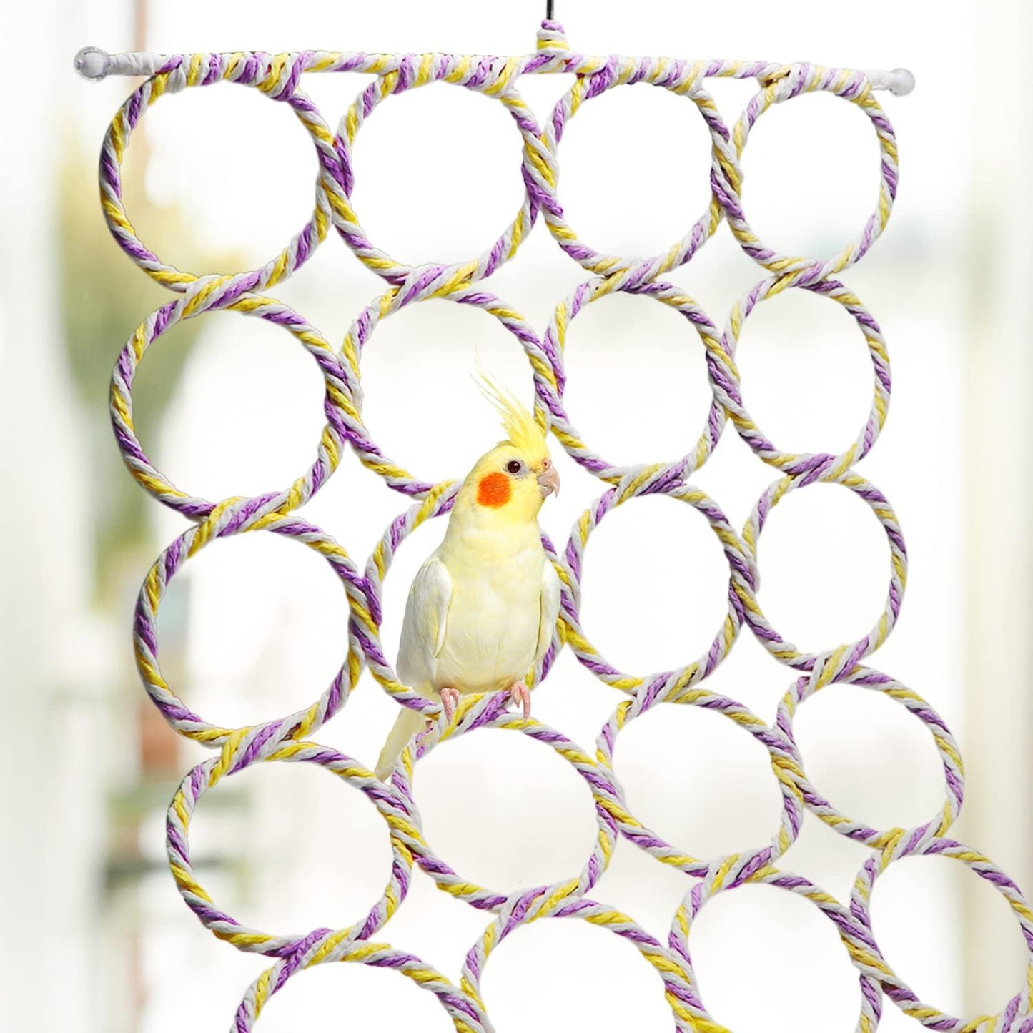 Wontee Bird Rope Climbing Ladder Parrot Hanging Swing Perch for Parakeets Cockatiels Conures Lovebirds Rats (Random Color)